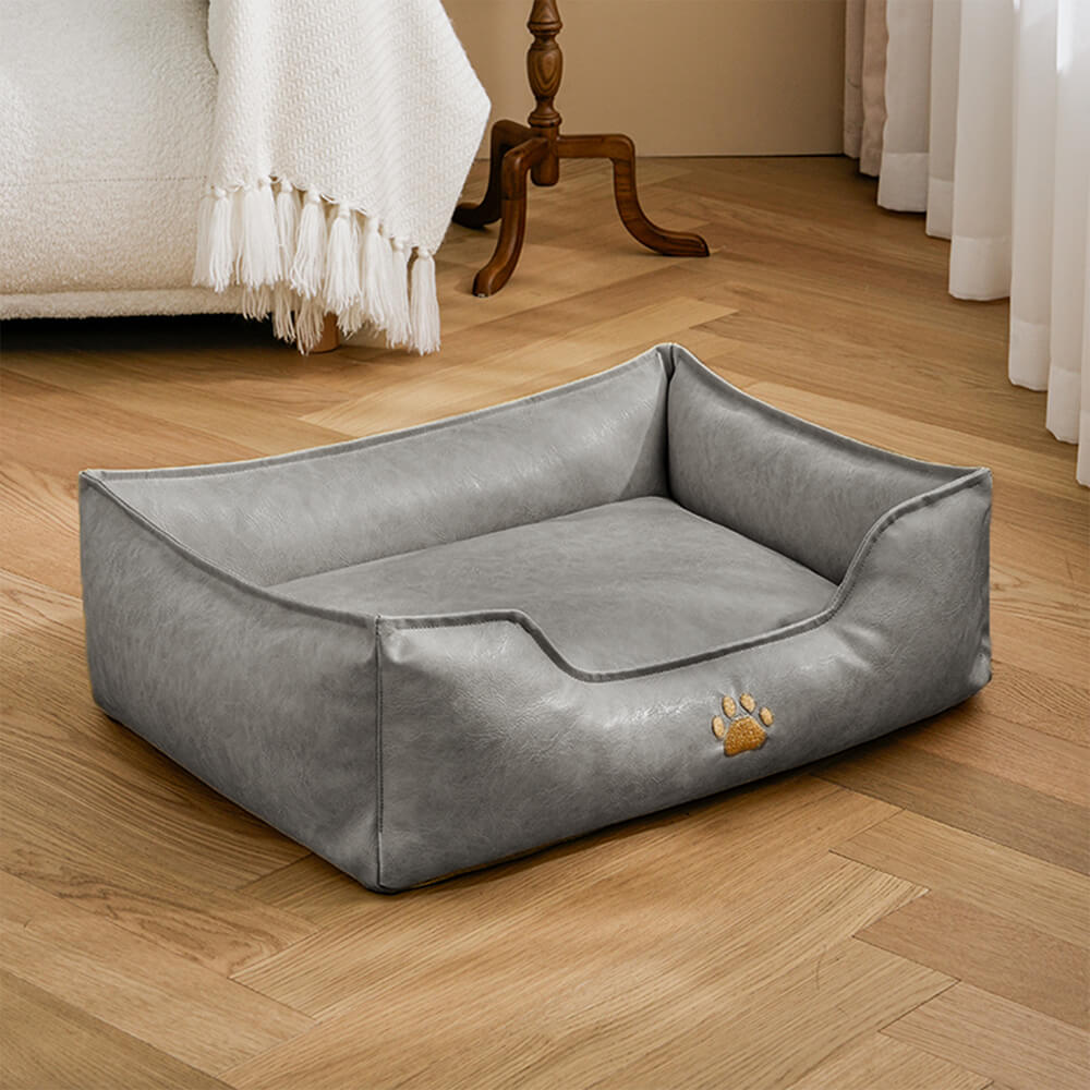 Letto per cani in pelle ecologica impermeabile, rimovibile e di lusso.