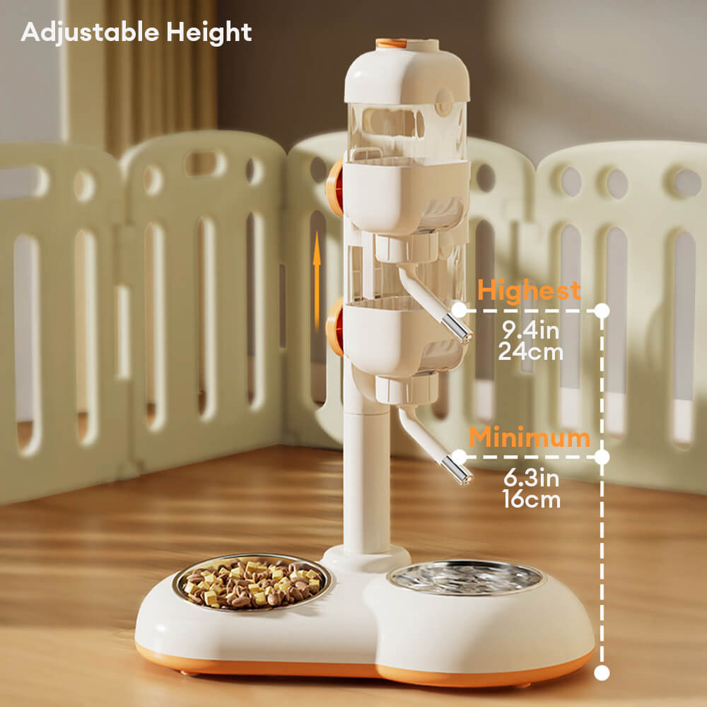 Stazione per ciotole di cibo per animali con dispenser automatico d'acqua