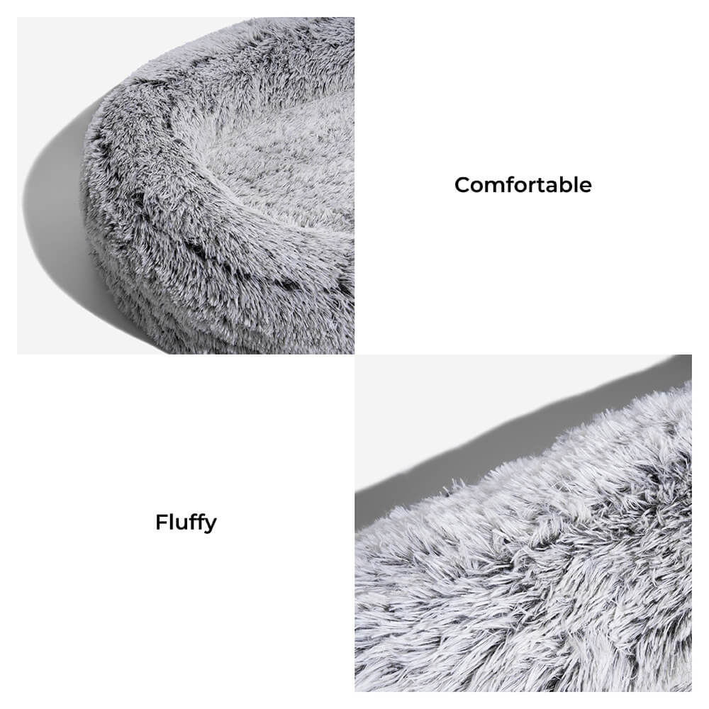 Letto per cani umani super grande e di lusso con coperta in peluche super morbida per animali domestici.