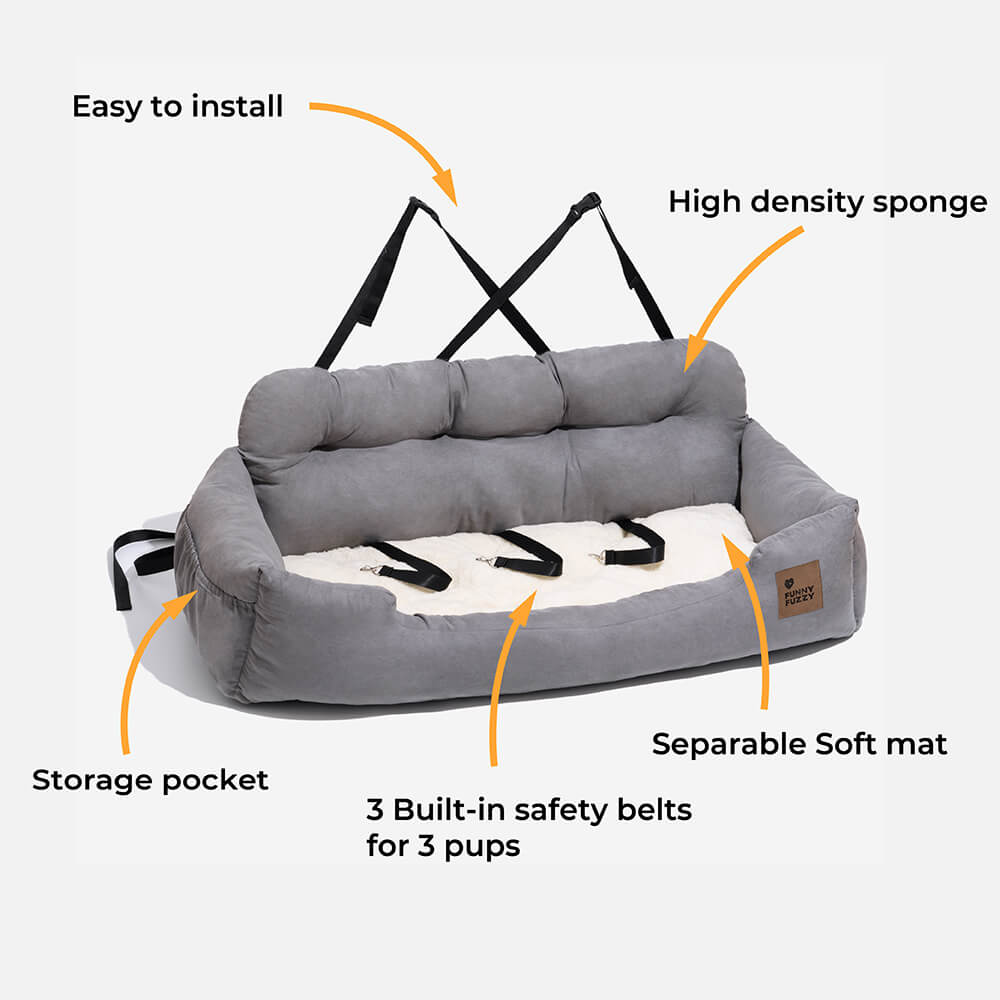 Letto per auto per cani di taglia media e grande con supporto di sicurezza per i viaggi.