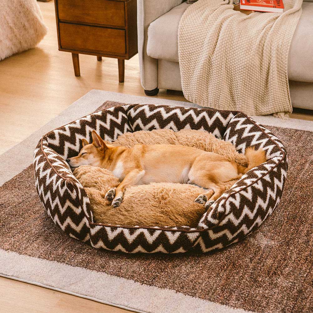 Letto per cani Plush Retreat Chevron - Il Caldo Abbraccio