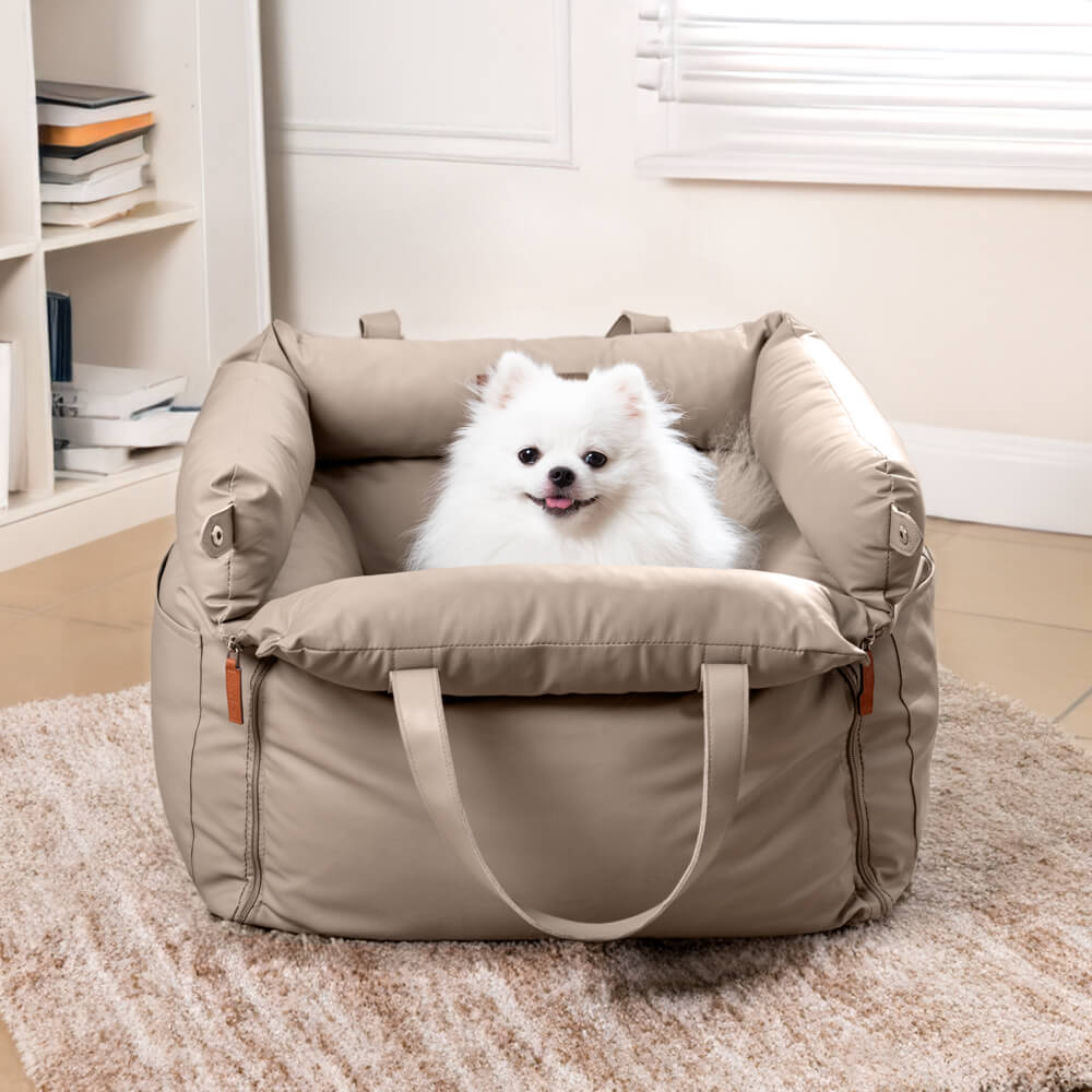 Seggiolino Auto Rialzato Deluxe per Cani in Ecopelle - Urban Voyager