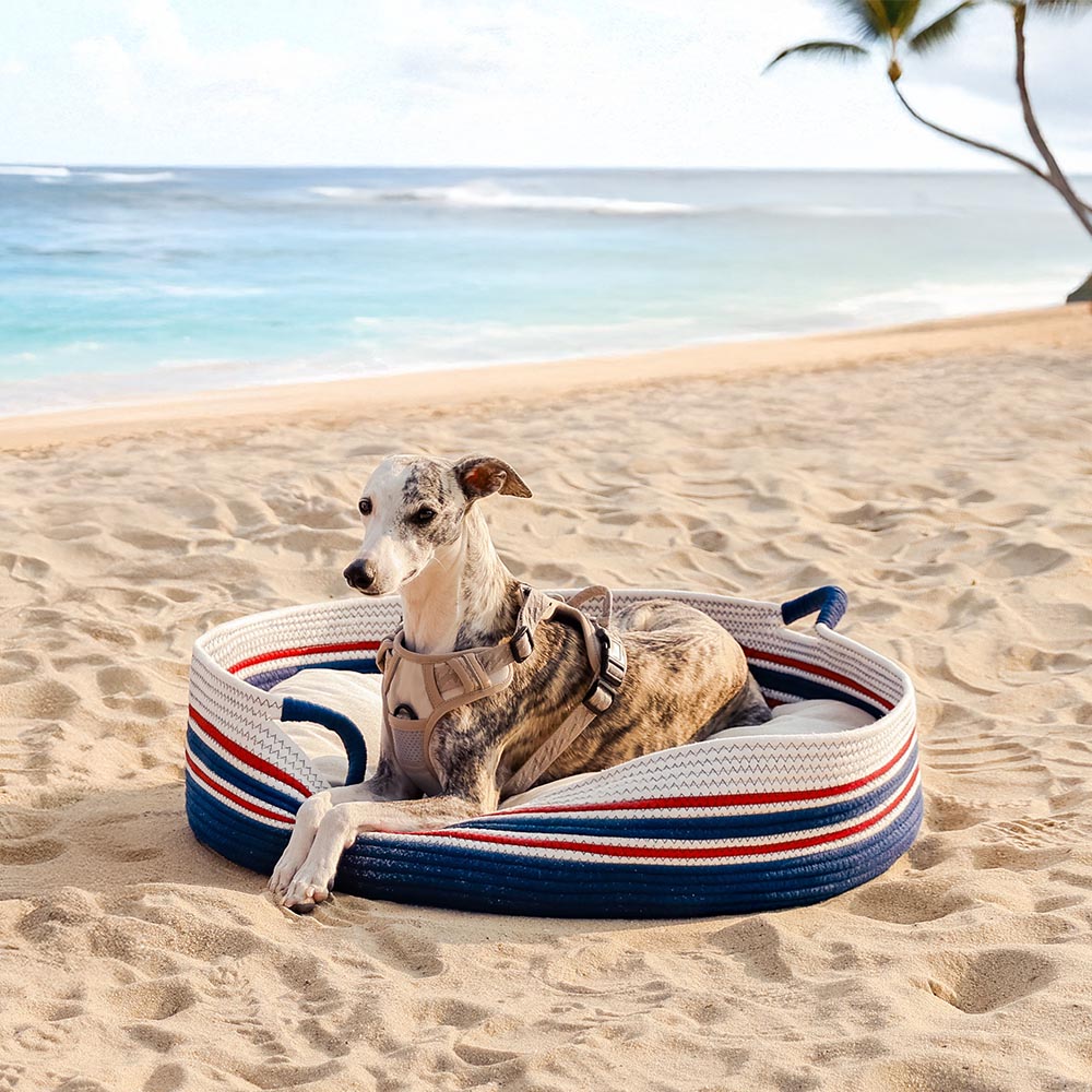 Borsa da spiaggia in cotone intrecciato leggera fatta a mano - Trasportino per animali domestici - Vacanze estive