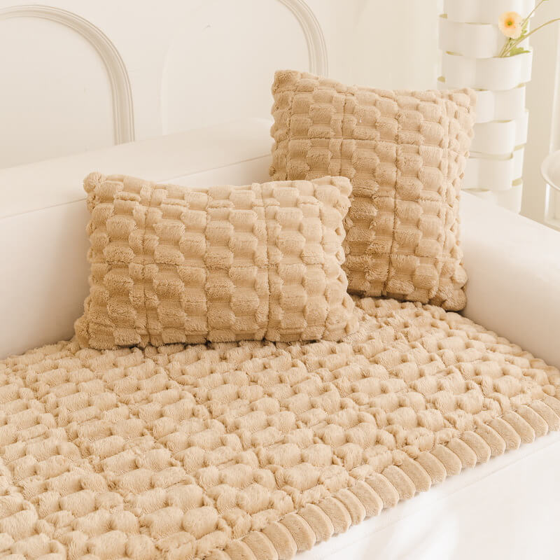 Copertura per divano decorativa in peluche a forma di favo, spessa e morbida, tappetino per animali domestici