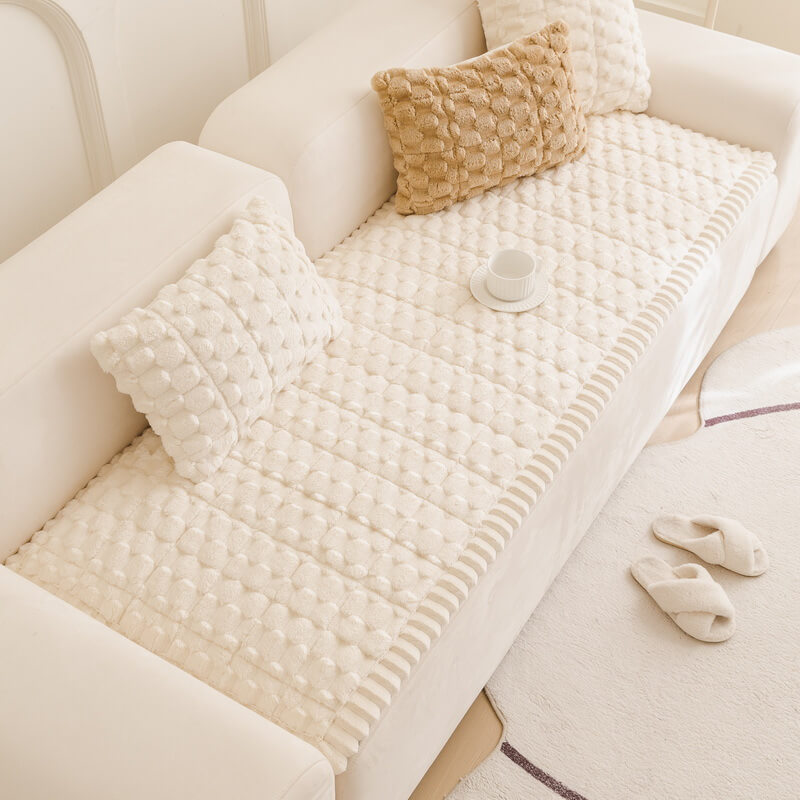 Copertura per divano decorativa in peluche a forma di favo, spessa e morbida, tappetino per animali domestici