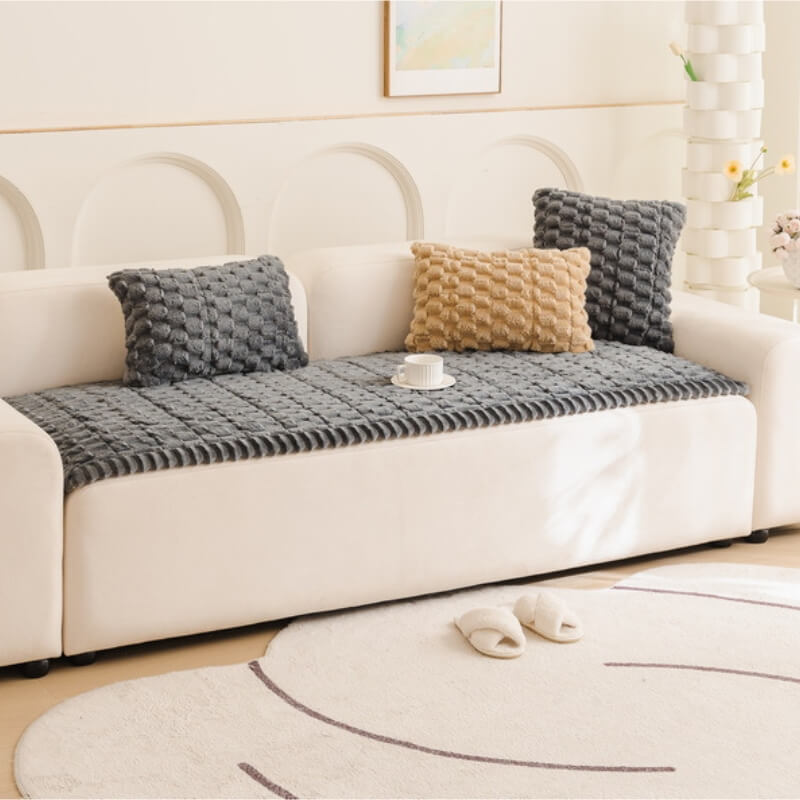 Copertura per divano decorativa in peluche a forma di favo, spessa e morbida, tappetino per animali domestici