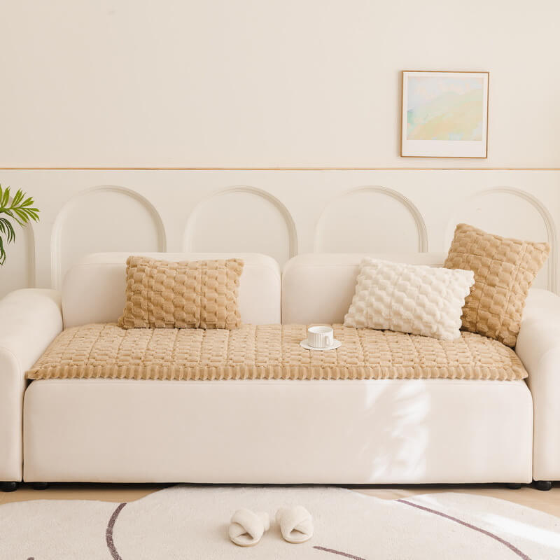 Copertura per divano decorativa in peluche a forma di favo, spessa e morbida, tappetino per animali domestici