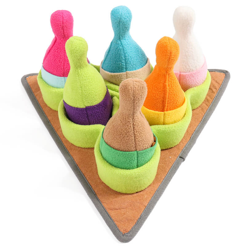 Giocattolo distributore di bocconcini per cani a puzzle interattivo di bowling