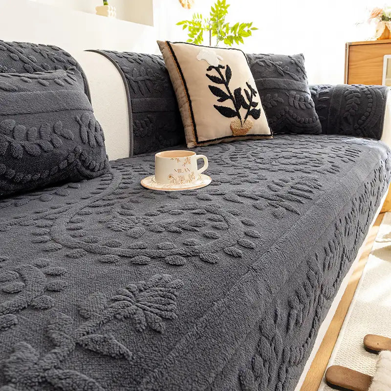Copertura per divano in plush jacquard, comoda, resistente ai graffi e antiscivolo.