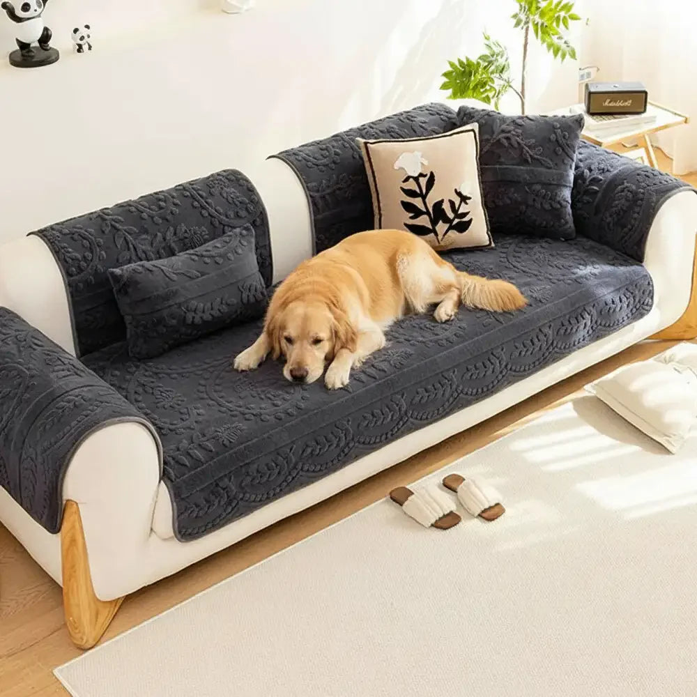 Copertura per divano in plush jacquard, comoda, resistente ai graffi e antiscivolo.
