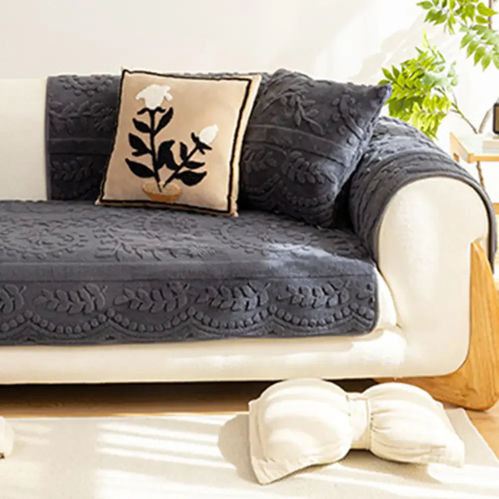 Copertura per divano in plush jacquard, comoda, resistente ai graffi e antiscivolo.