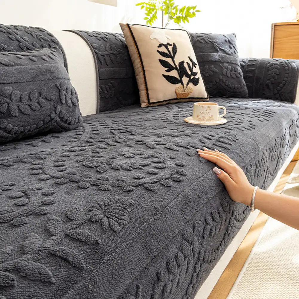 Copertura per divano in plush jacquard, comoda, resistente ai graffi e antiscivolo.