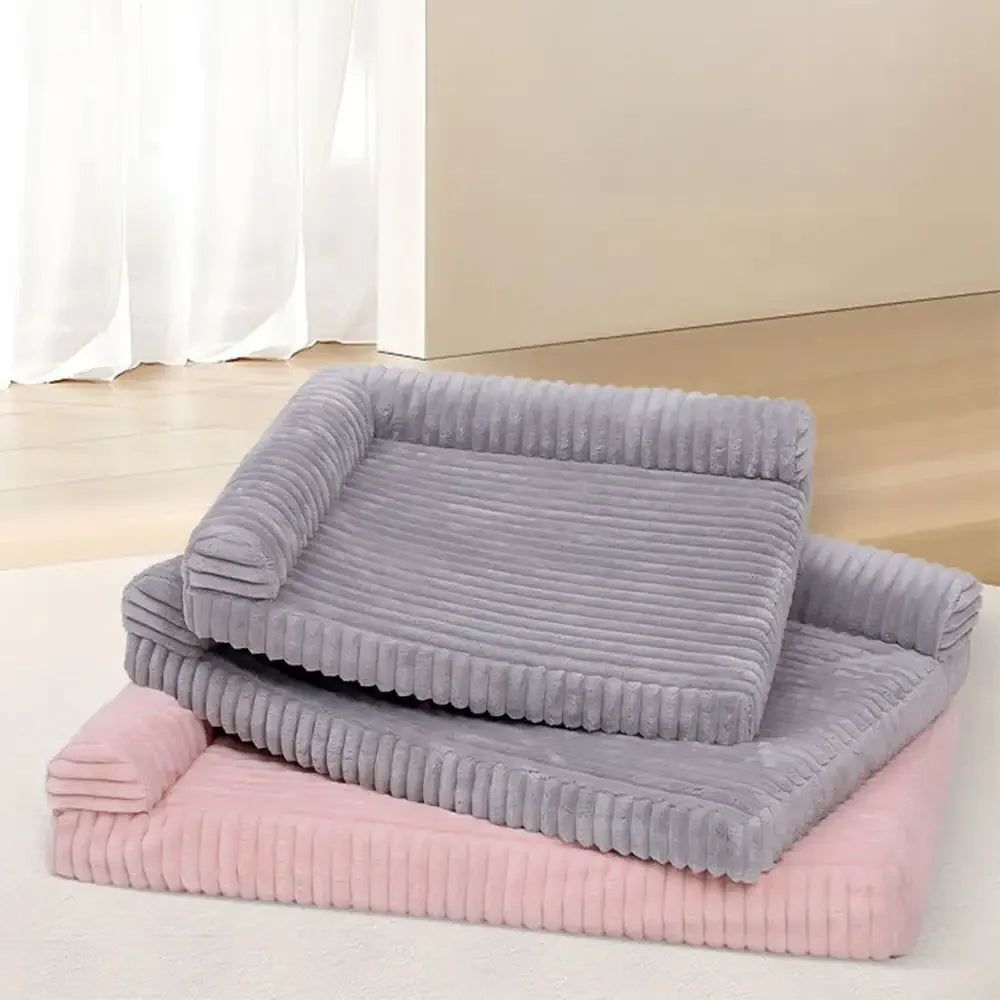 Letto per cani grande impermeabile in peluche, grande spazio, a forma di L