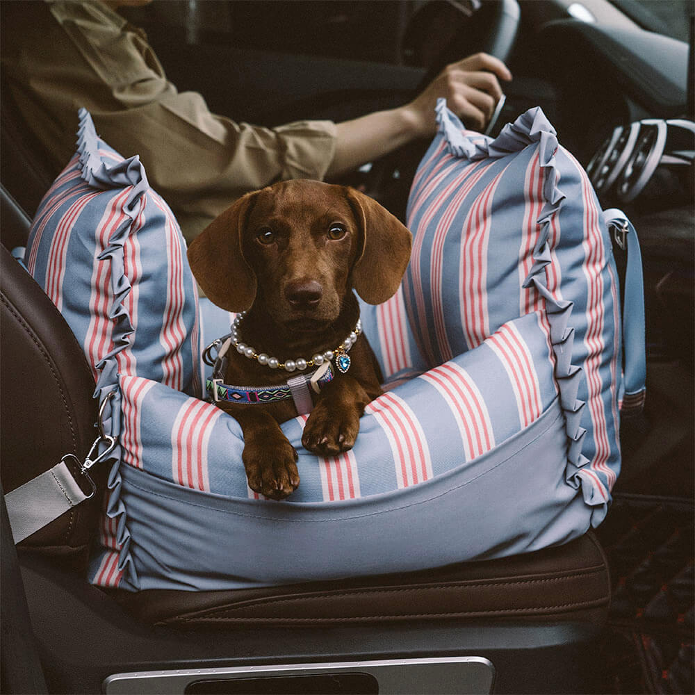 Seggiolino per auto per cani impermeabile da viaggio con strisce di pizzo
