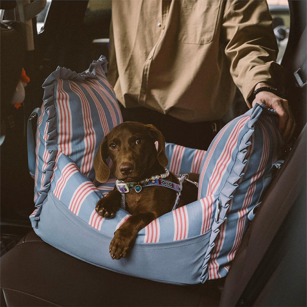 Seggiolino per auto per cani impermeabile da viaggio con strisce di pizzo