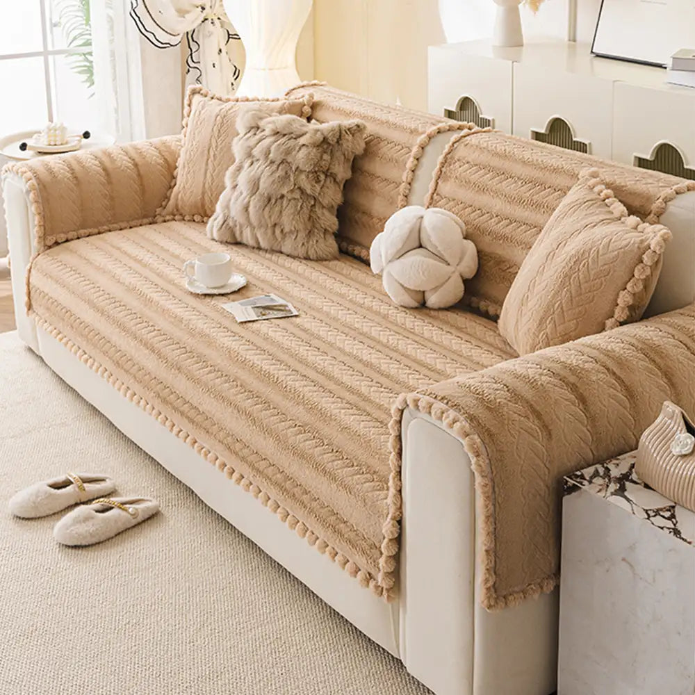 Copertura per divano in peluche invernale Lazy Chic, morbida e delicata sulla pelle