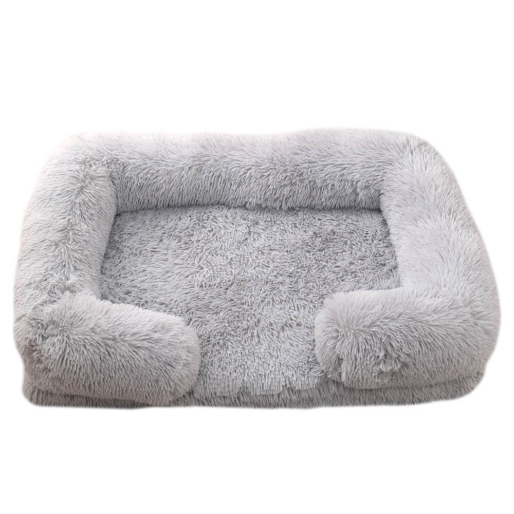 Letto per Cani con Supporto Largo in Peluche - Quadrato per Sonno Profondo