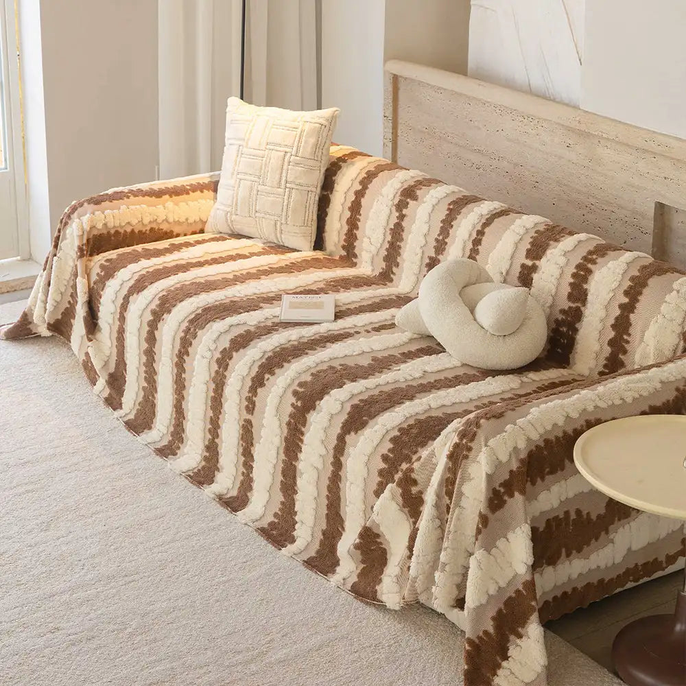 Coperta multifunzionale in plush comfort moderno, protezione per divano, copridivano.
