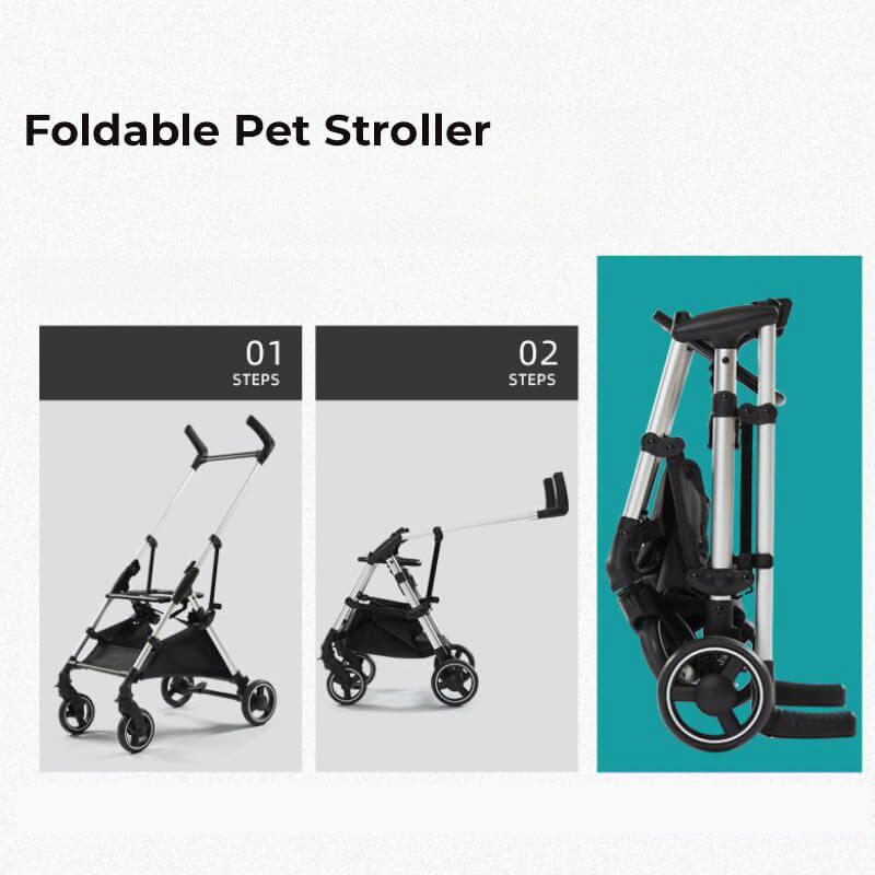 Carrello per animali domestici 2-in-1 in lega di alluminio multifunzionale - Ultra-leggero e smontabile per cuccioli