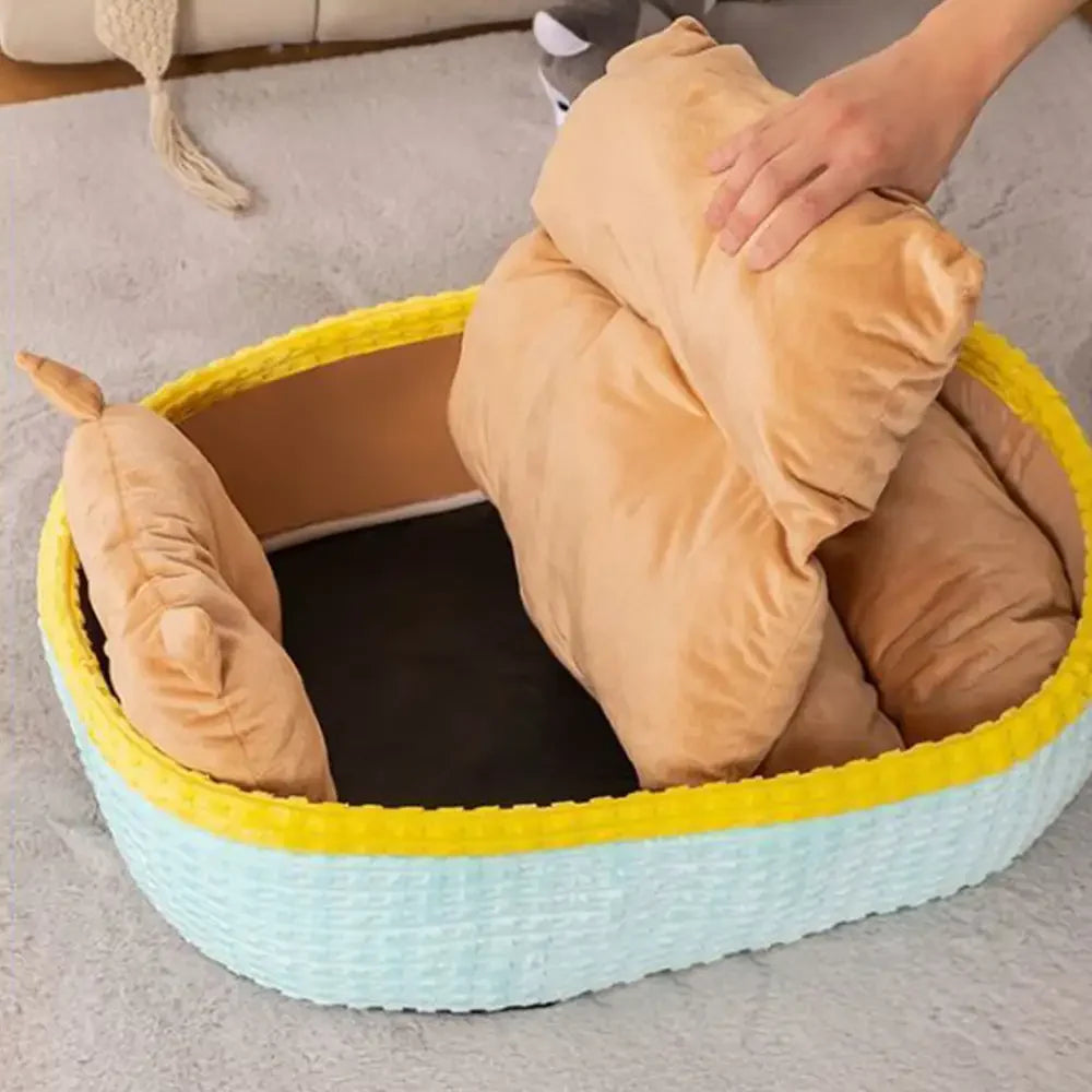 Cuscino per letto per cani con supporto per il collo, struttura morbida, elevata, per un sonno profondo.