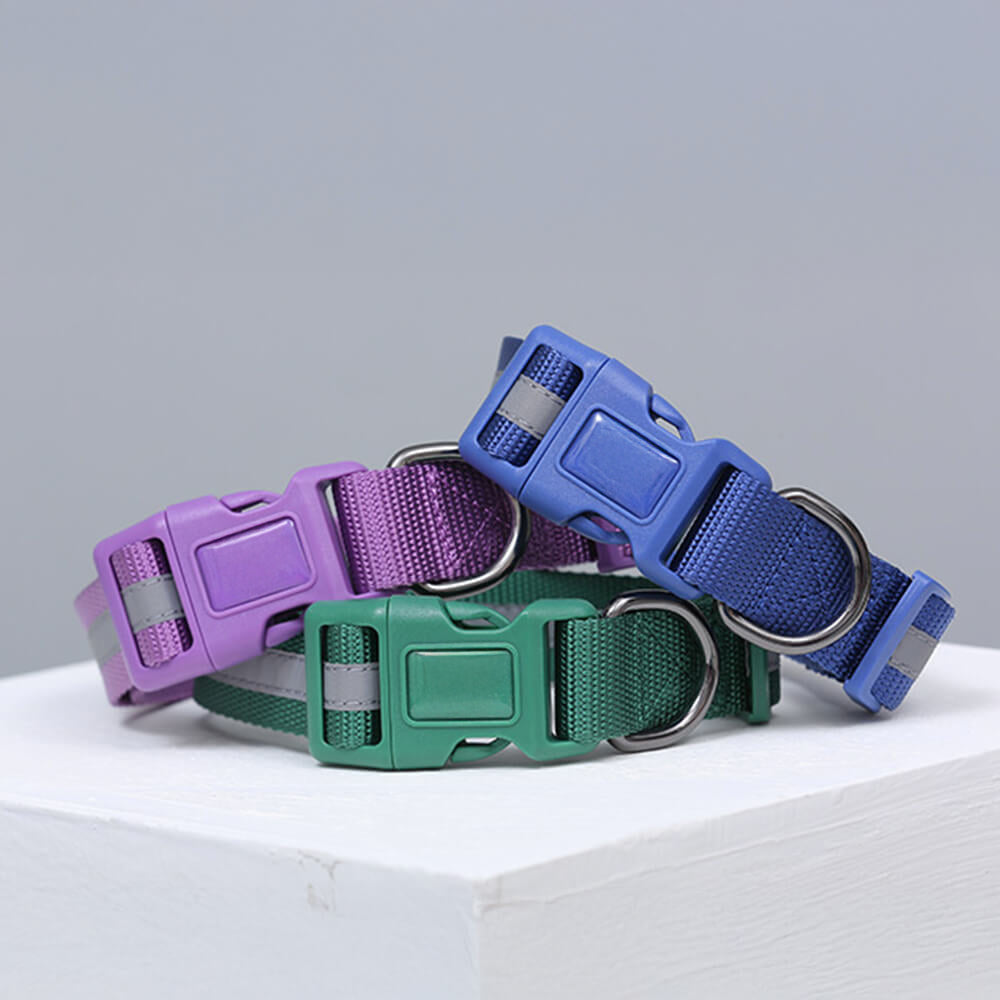 Collare e guinzaglio per cani in nylon riflettente regolabile senza tirare.