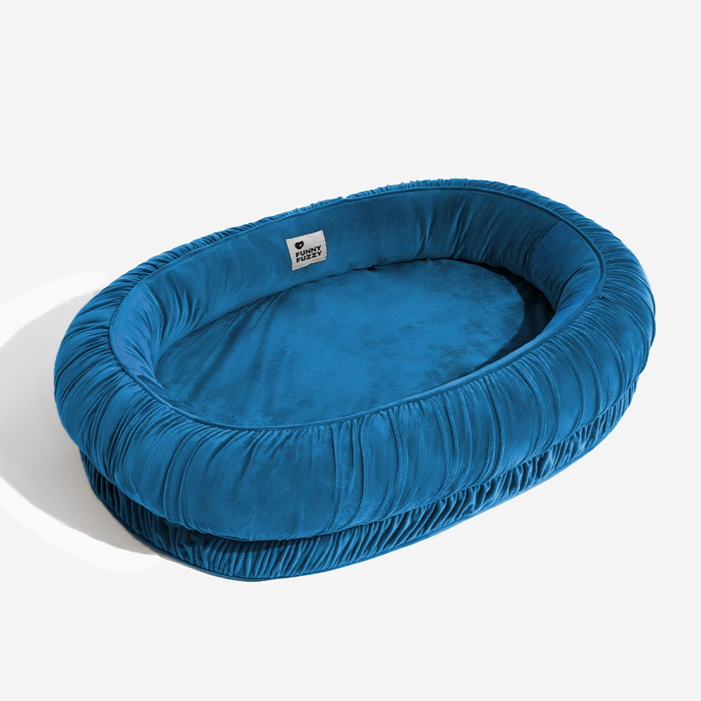 Letto per cani e gatti ortopedico ovale con supporto, sfoderabile e confortevole.