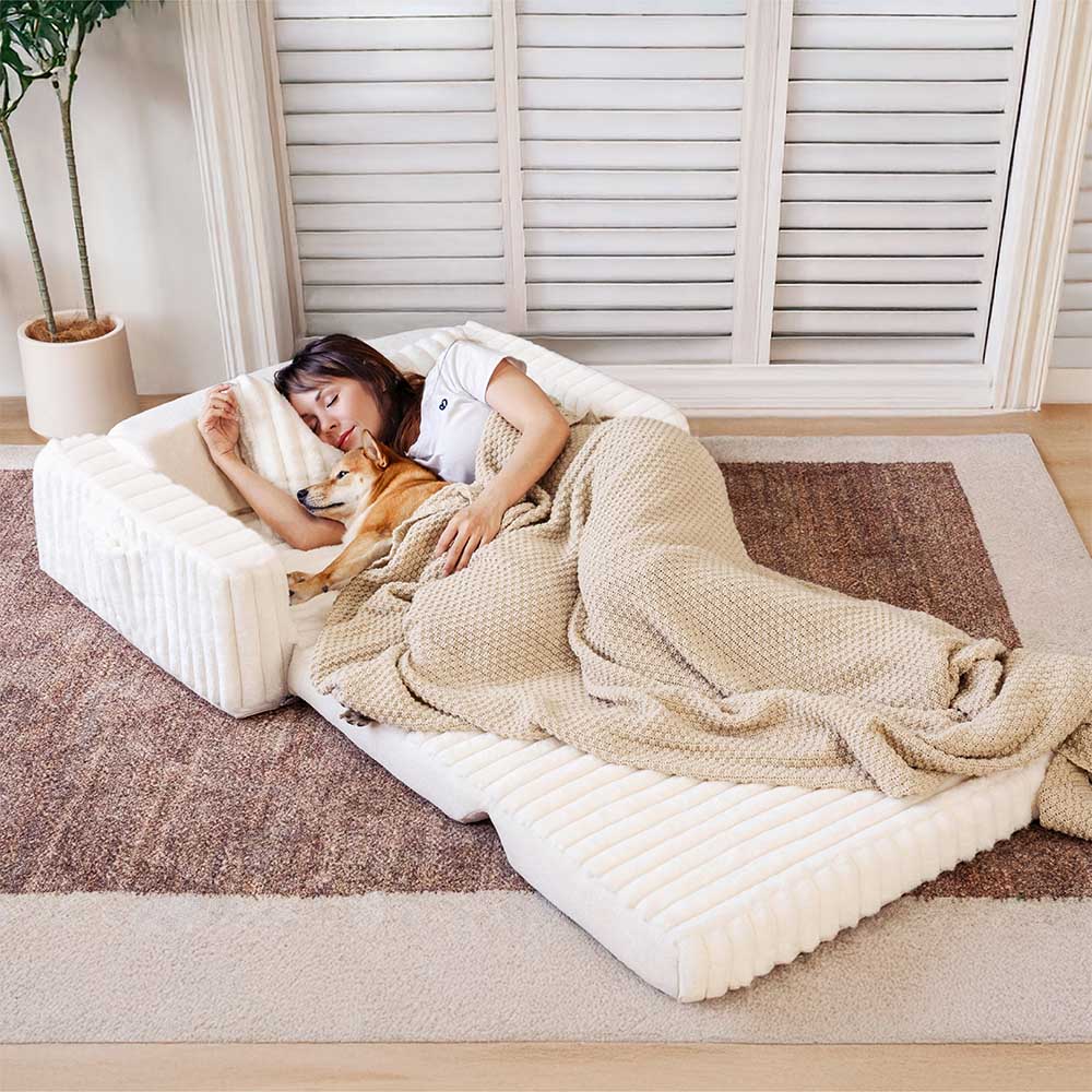 Letto ortopedico per umani e cani grande e soffice in peluche