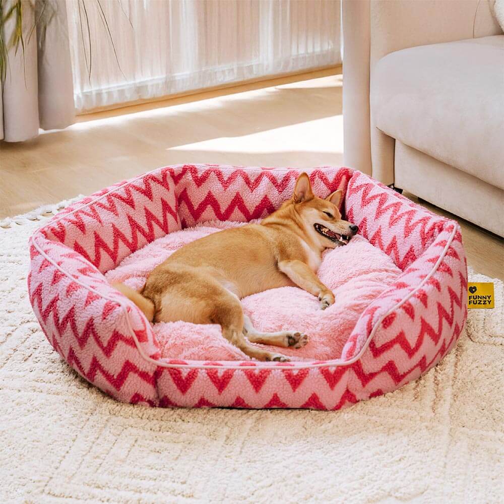 Letto per cani Plush Retreat Chevron - Il Caldo Abbraccio