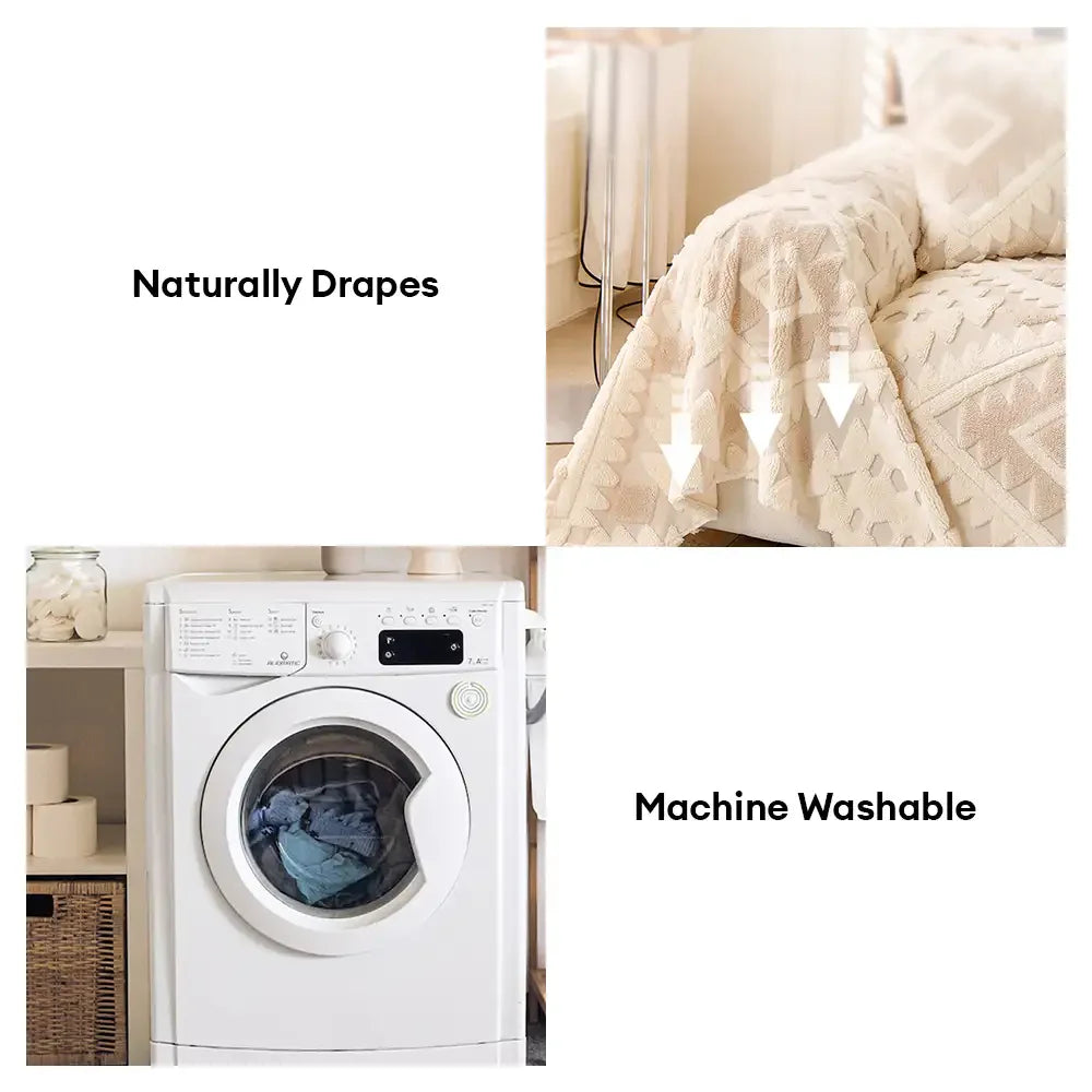 Coperta Decorativa in Pile Spessa con Motivo Geometrico per Mobili e Divano