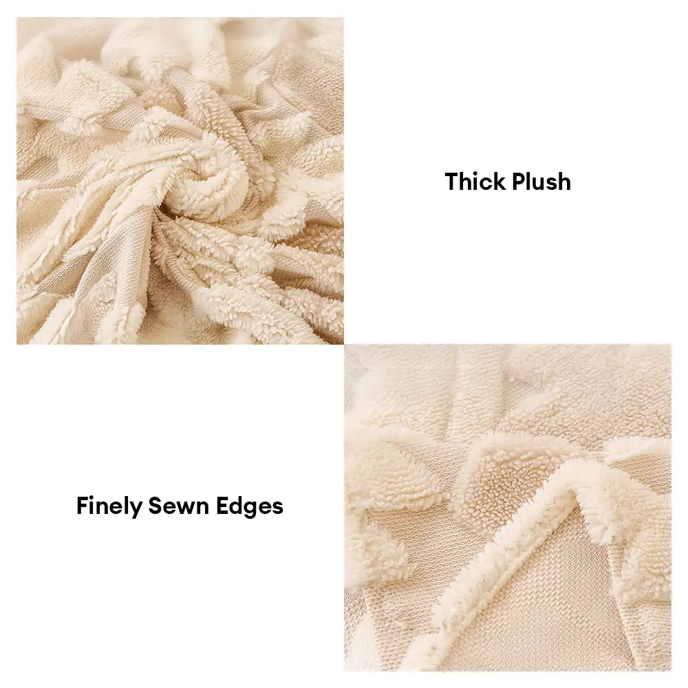 Coperta Decorativa in Pile Spessa con Motivo Geometrico per Mobili e Divano