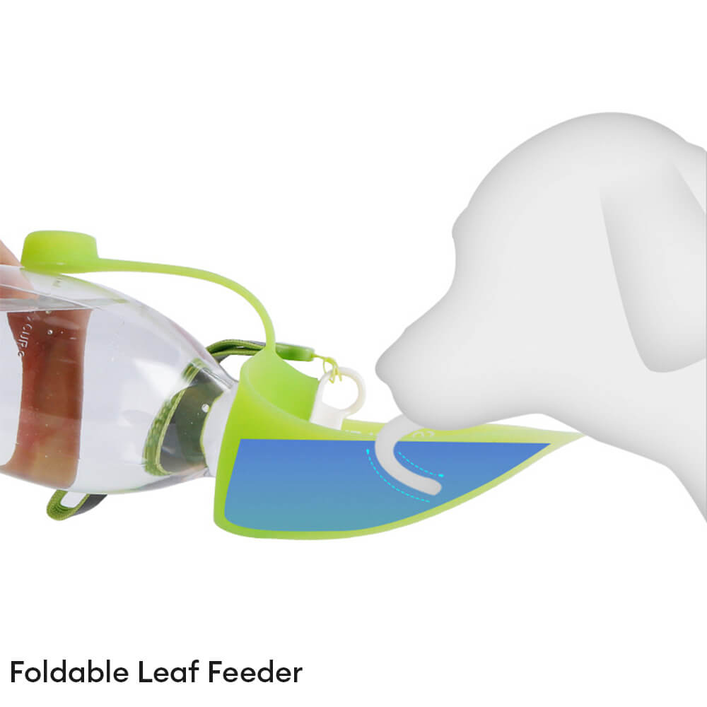 Distributore d'acqua portatile a forma di foglia per esterni, bottiglia d'acqua per cani.