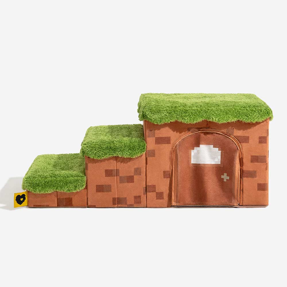 Scale per animali domestici pieghevoli artigianali Retro Pixel con stoccaggio - Blocky PawGame
