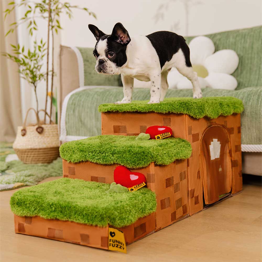 Scale per animali domestici pieghevoli artigianali Retro Pixel con stoccaggio - Blocky PawGame