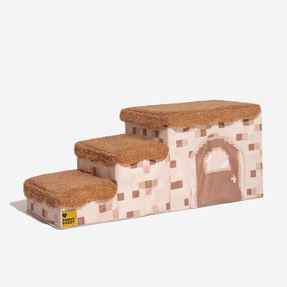 Scale per animali domestici pieghevoli artigianali Retro Pixel con stoccaggio - Blocky PawGame