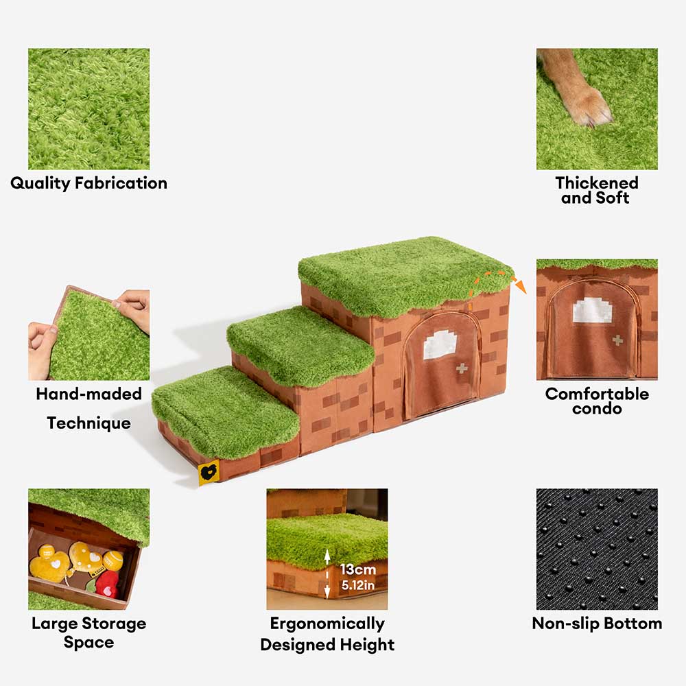 Scale per animali domestici pieghevoli artigianali Retro Pixel con stoccaggio - Blocky PawGame