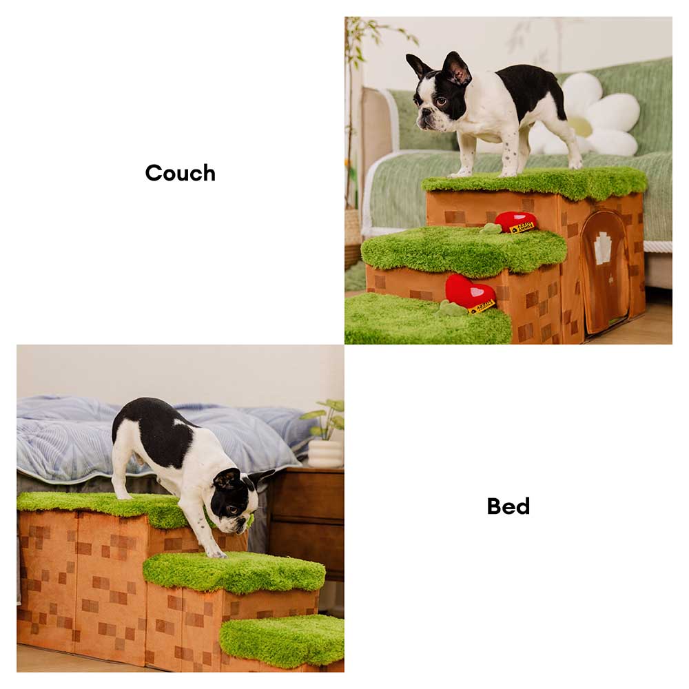 Scale per animali domestici pieghevoli artigianali Retro Pixel con stoccaggio - Blocky PawGame