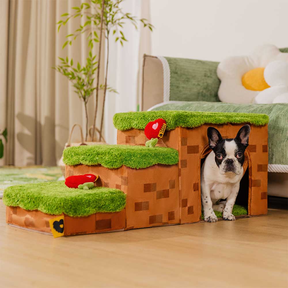 Scale per animali domestici pieghevoli artigianali Retro Pixel con stoccaggio - Blocky PawGame