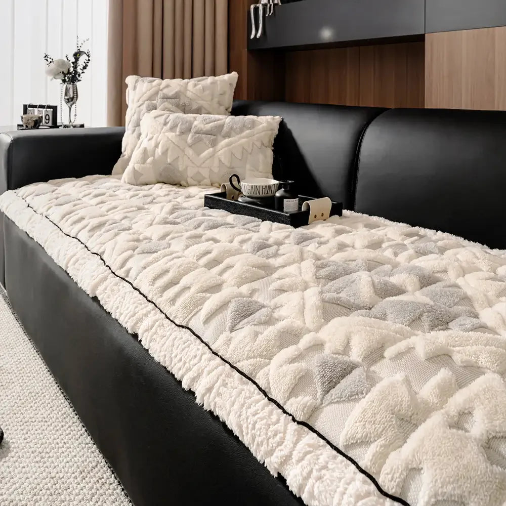 Copertura per divano in peluche retro con motivo a diamante, resistente ai graffi e antiscivolo per animali domestici.