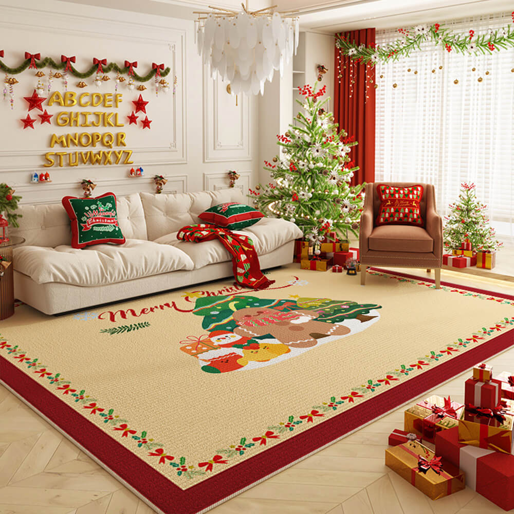 Buon Natale Tappeto Decorativo Antiscivolo Multiuso di Grandi Dimensioni per la Casa