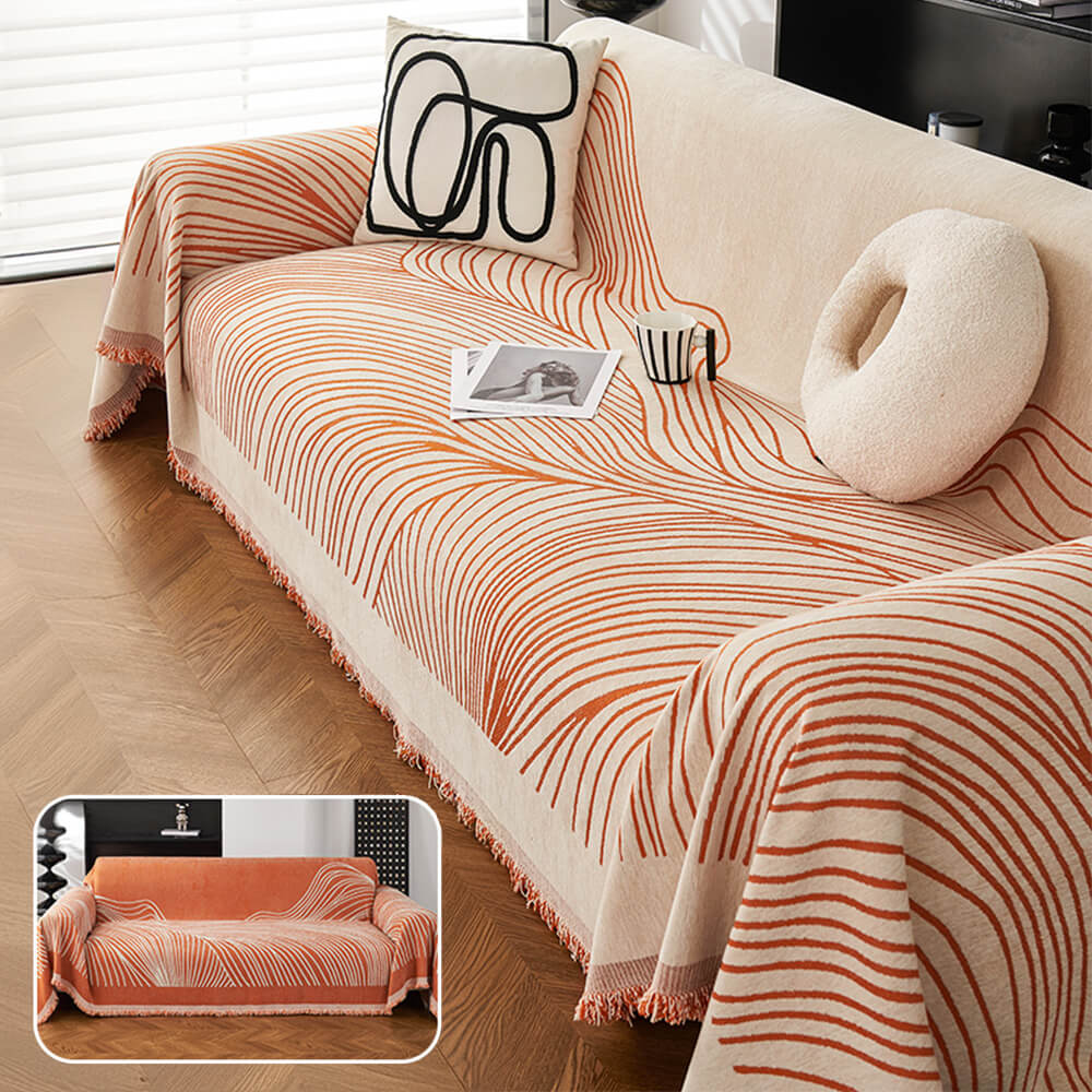 Copertura per divano minimalista in chenille, reversibile, resistente ai graffi dei gatti e antiscivolo