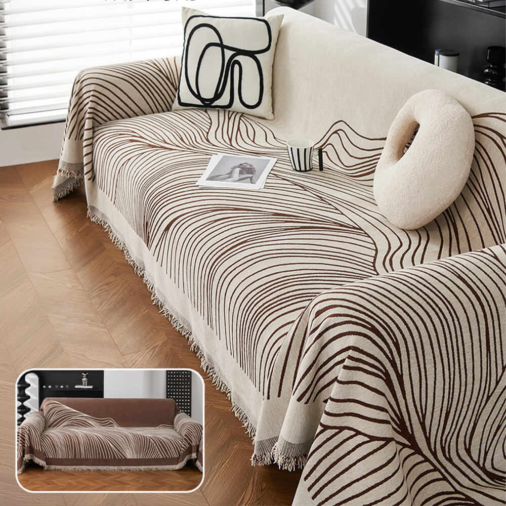 Copertura per divano minimalista in chenille, reversibile, resistente ai graffi dei gatti e antiscivolo