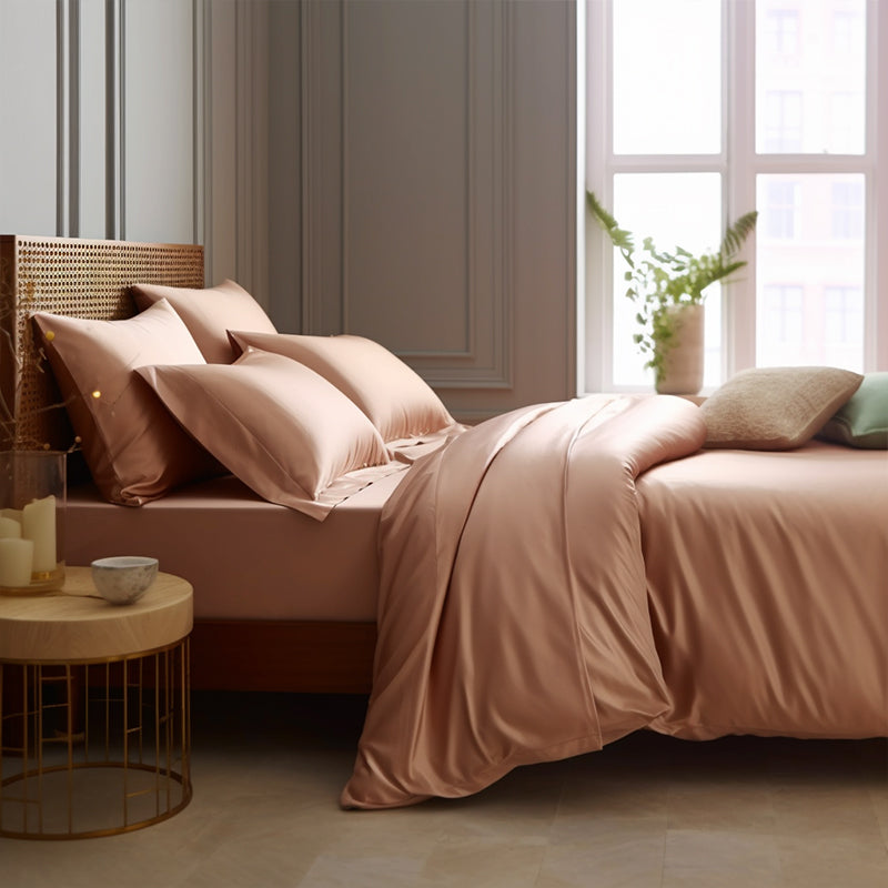 Set di lenzuola in raso di lusso confortevole 100% bambù con copripiumino
