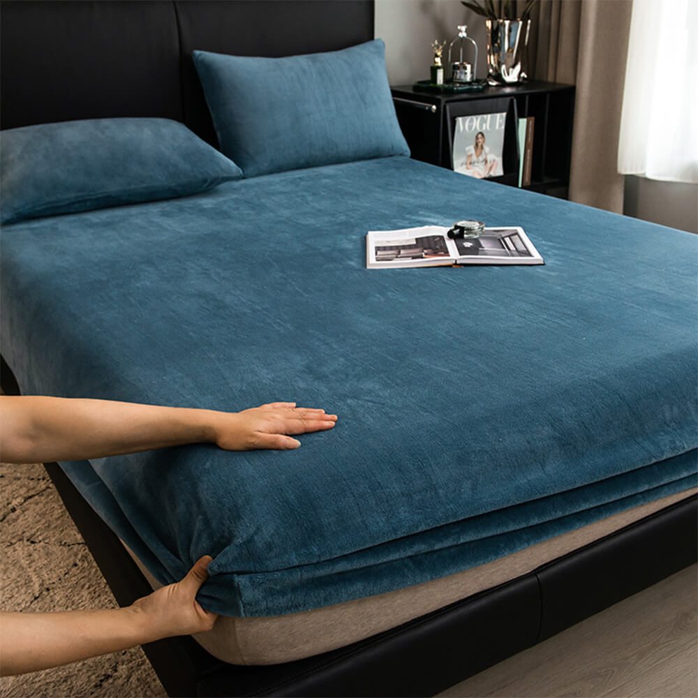 Copertura per materasso in misto cotone di velluto morbido color latte