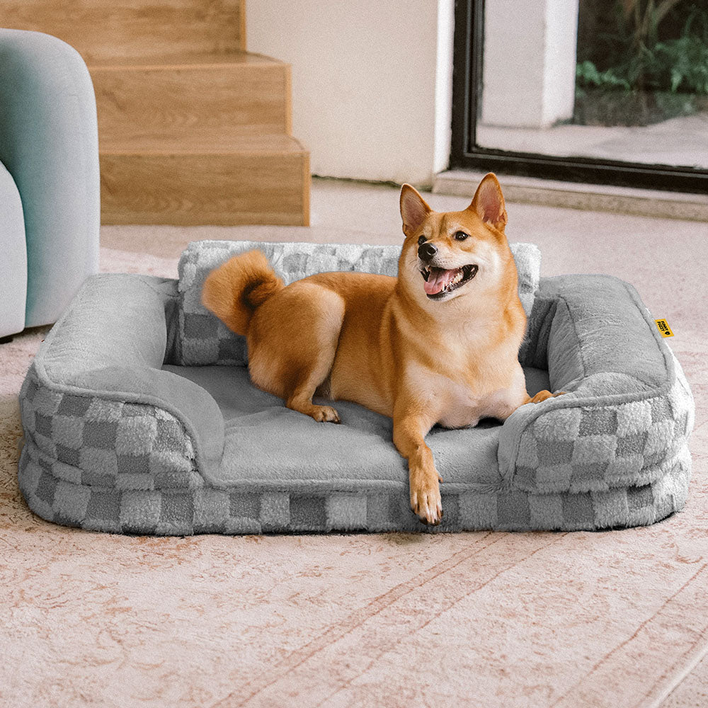 Letto ortopedico per cani con cuscino, a scacchi, fluffy, caldo e lavabile – CloudNooki