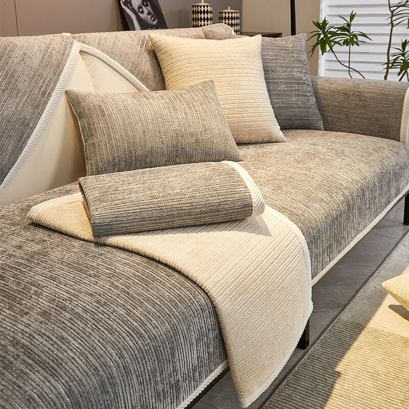 Copertura per divano in tessuto chenille semplice, antimicrobico e impermeabile, anti-graffio.