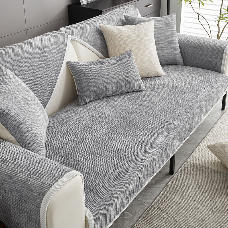 Copertura per divano in tessuto chenille semplice, antimicrobico e impermeabile, anti-graffio.