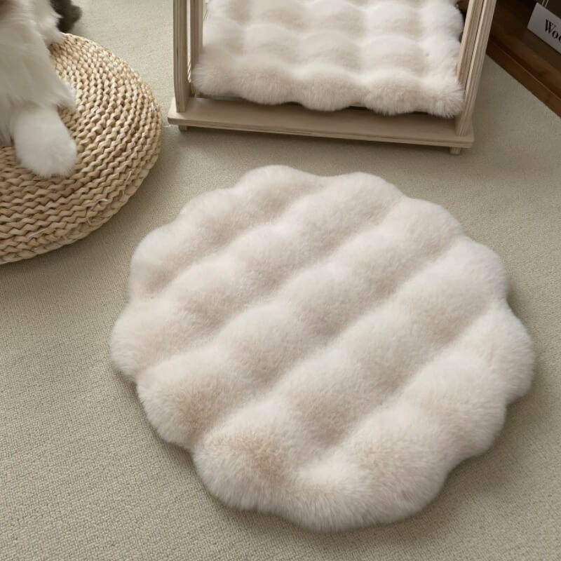 Cuscino per animali domestici in morbido peluche caldo, tappetino rotondo per cani.