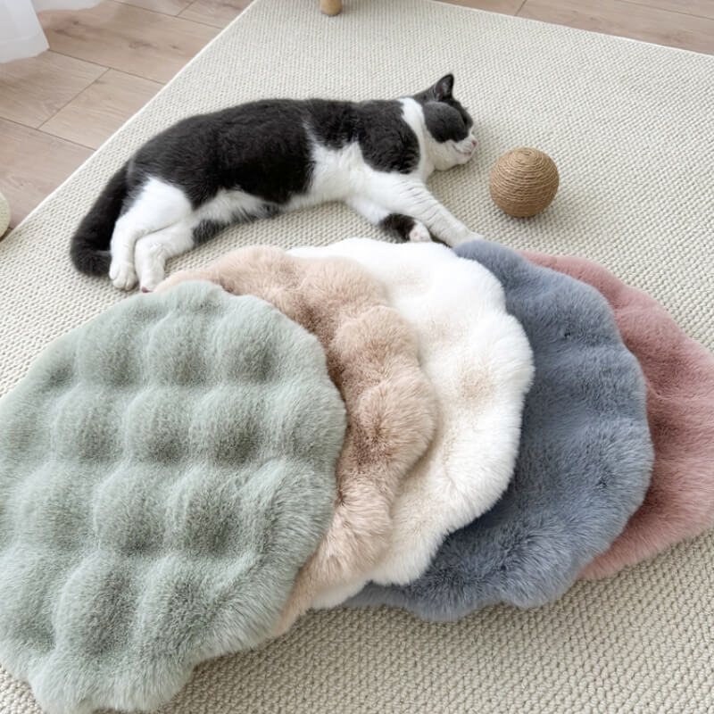 Cuscino per animali domestici in morbido peluche caldo, tappetino rotondo per cani.
