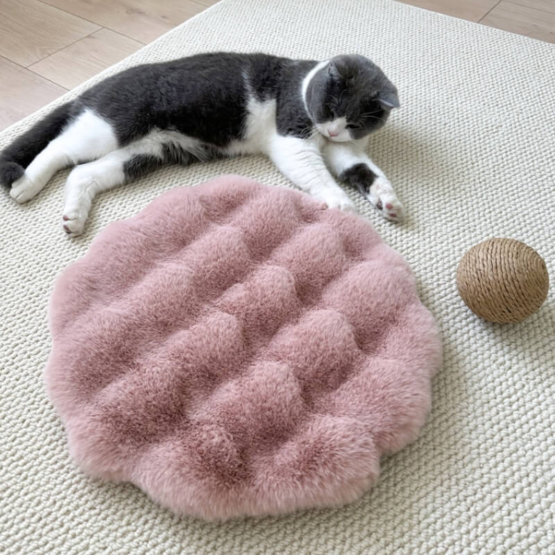 Cuscino per animali domestici in morbido peluche caldo, tappetino rotondo per cani.