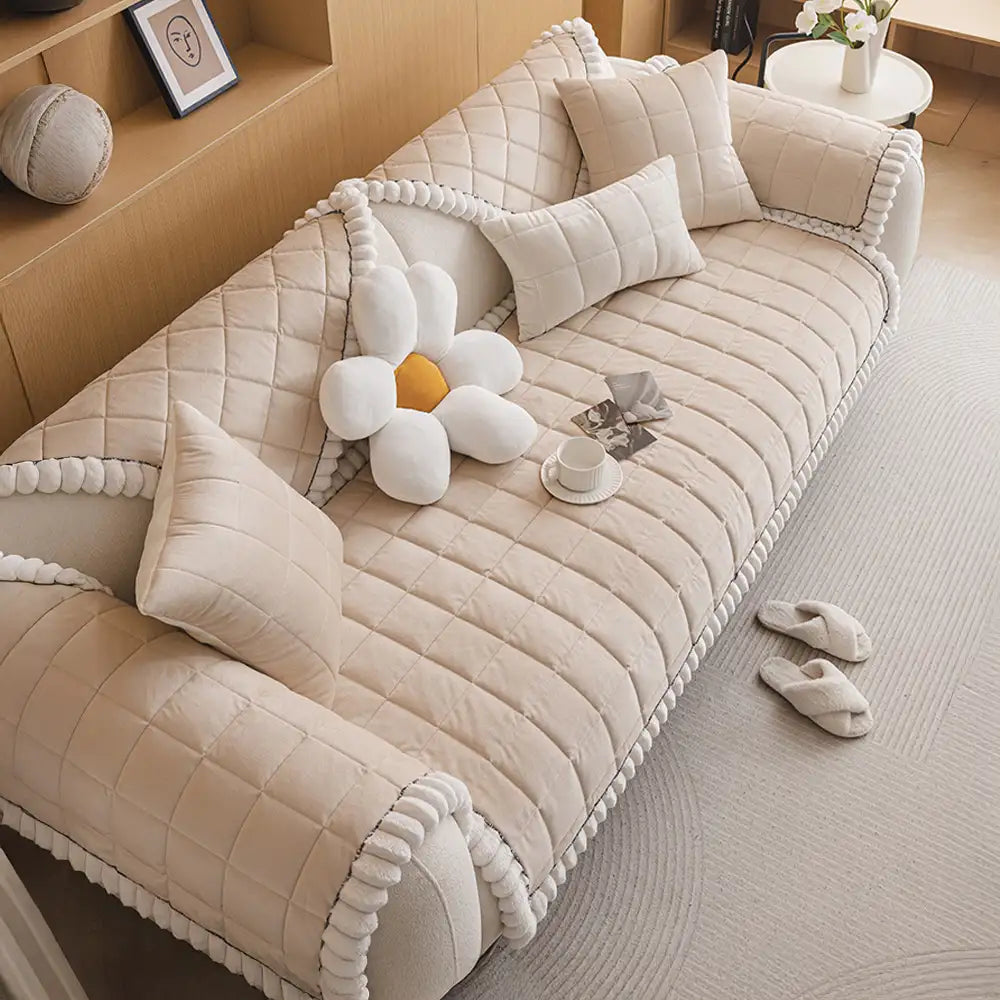 Copertura per divano quadrata in peluche corto semplice, antigraffio e antiscivolo